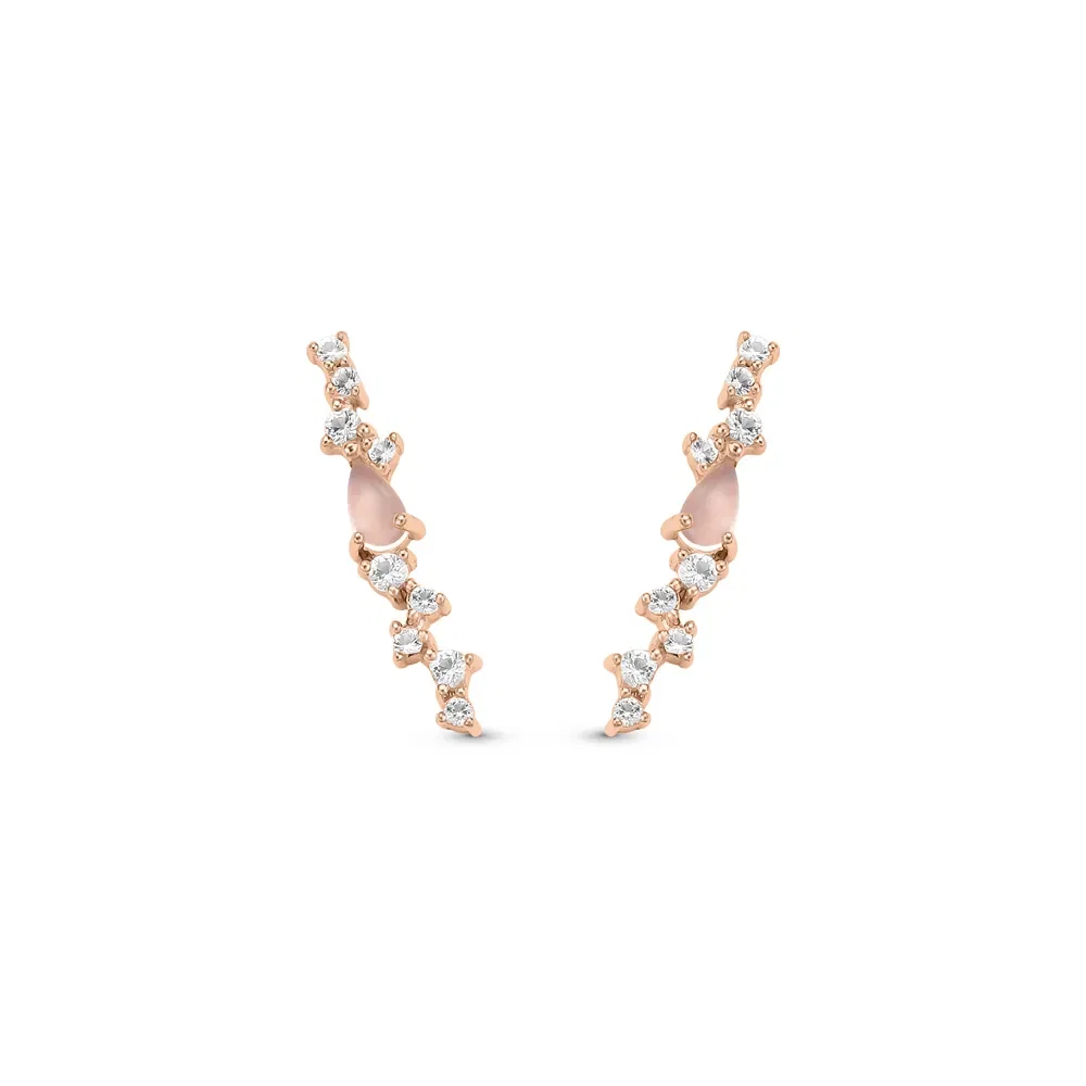 Brinco Life Rosé Pedras da Lua e Topázios I