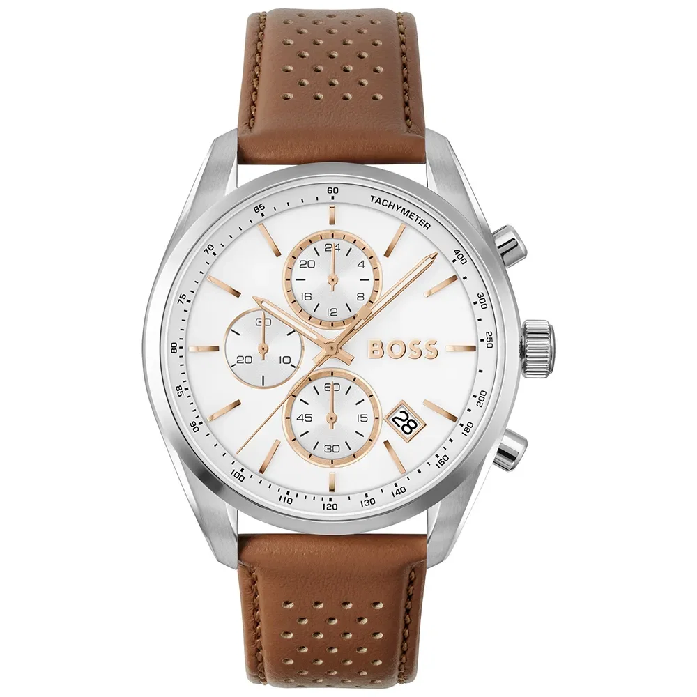 Relógio Boss Grand Prix 44 Masculino em Couro Marrom 1514313