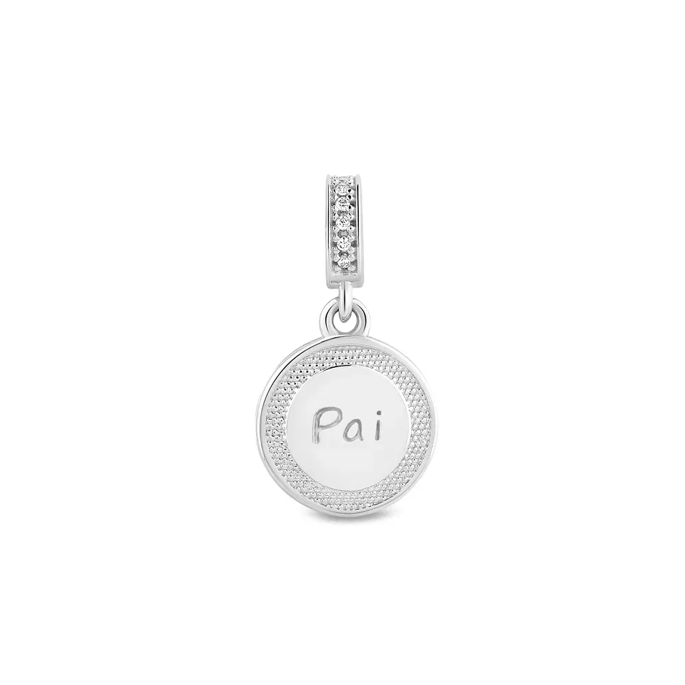 Pingente Life Mama Medalha Pai em Prata 925 com Pedras Incolores — imagem 1