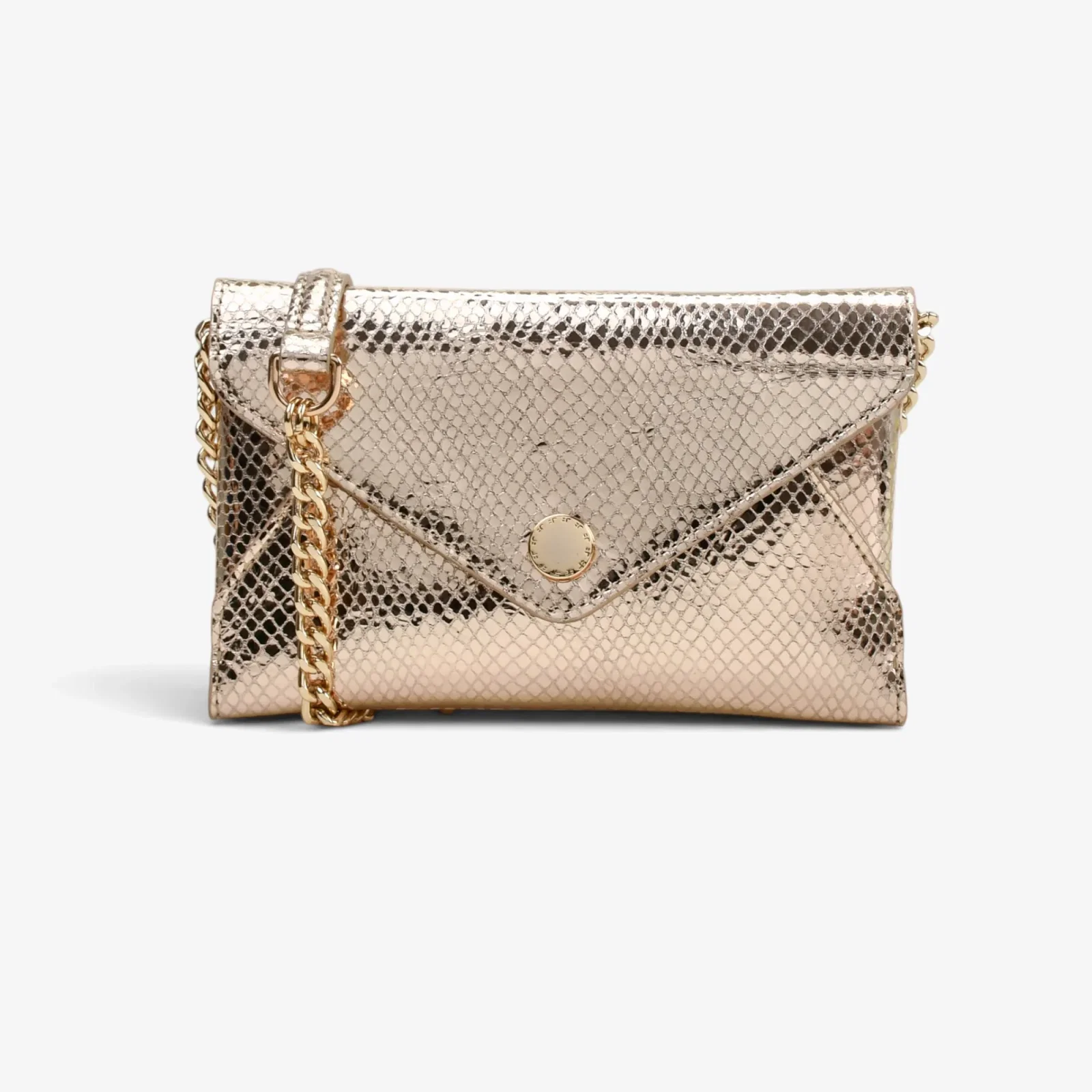 Bolsa Transversal Metal Ouro Champagne Couro — imagem 1