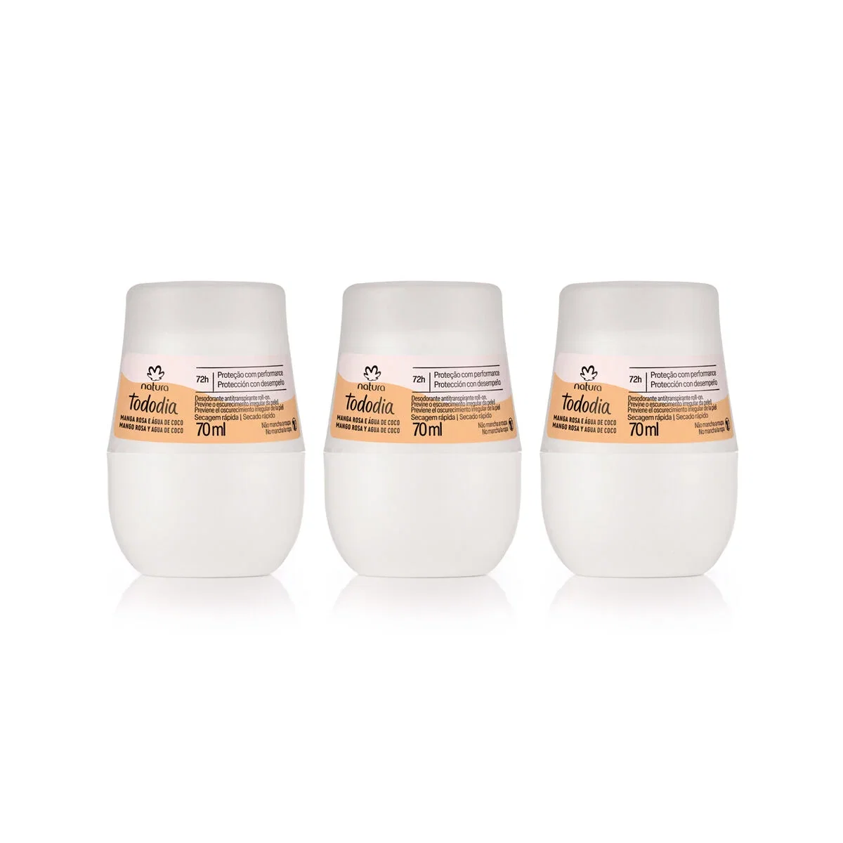 Kit Desodorante Antitranspirante Roll-on Tododia Manga Rosa e Água de Coco (3 unidades)