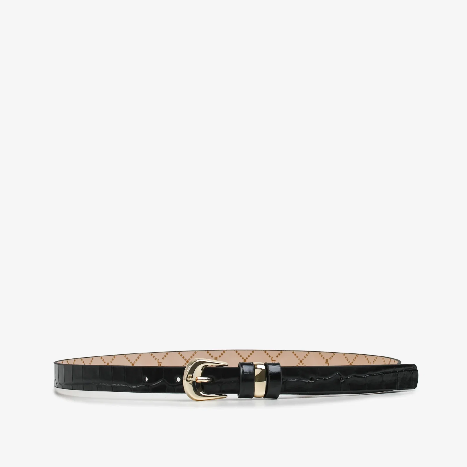 Cinto Preto Couro Croco
