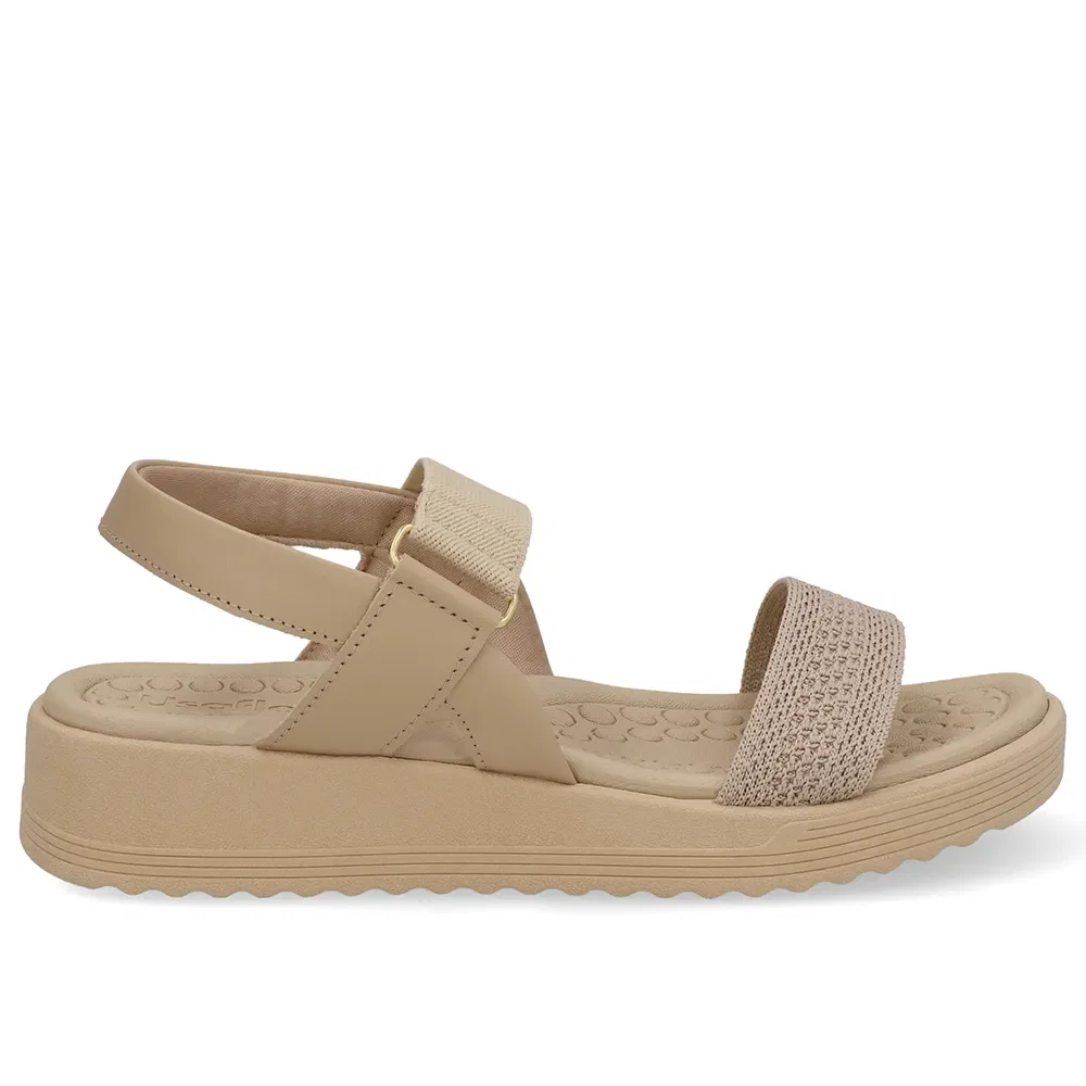 Sandália Salto Plataforma Tricot Bege Elástico — imagem 1