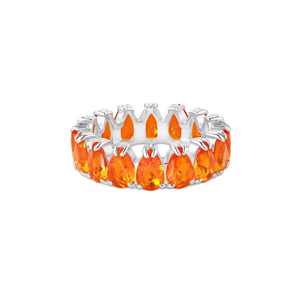 Anel Life Royal em Prata 925 com Pedras Laranjas — imagem 1