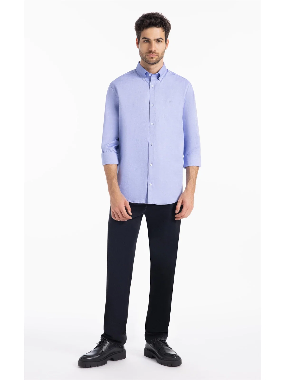 Camisa Oxford Button Down Azul Bic