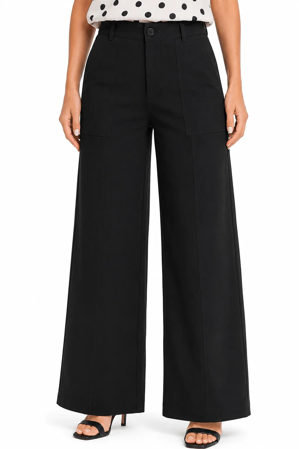 Calça Pantalona Bolsos Assimétricos - Preto — imagem 1