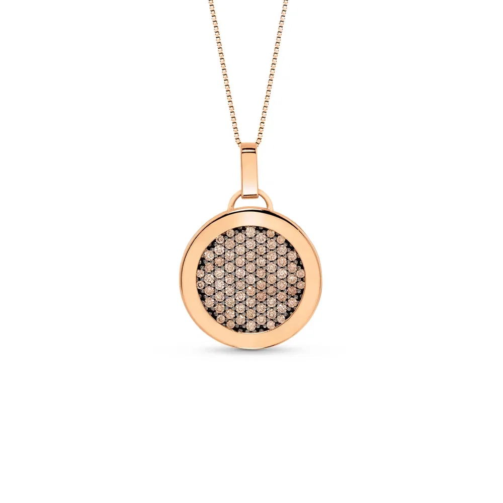Pingente V Love em Ouro Rosé 18k com Diamantes Brown , 24mm