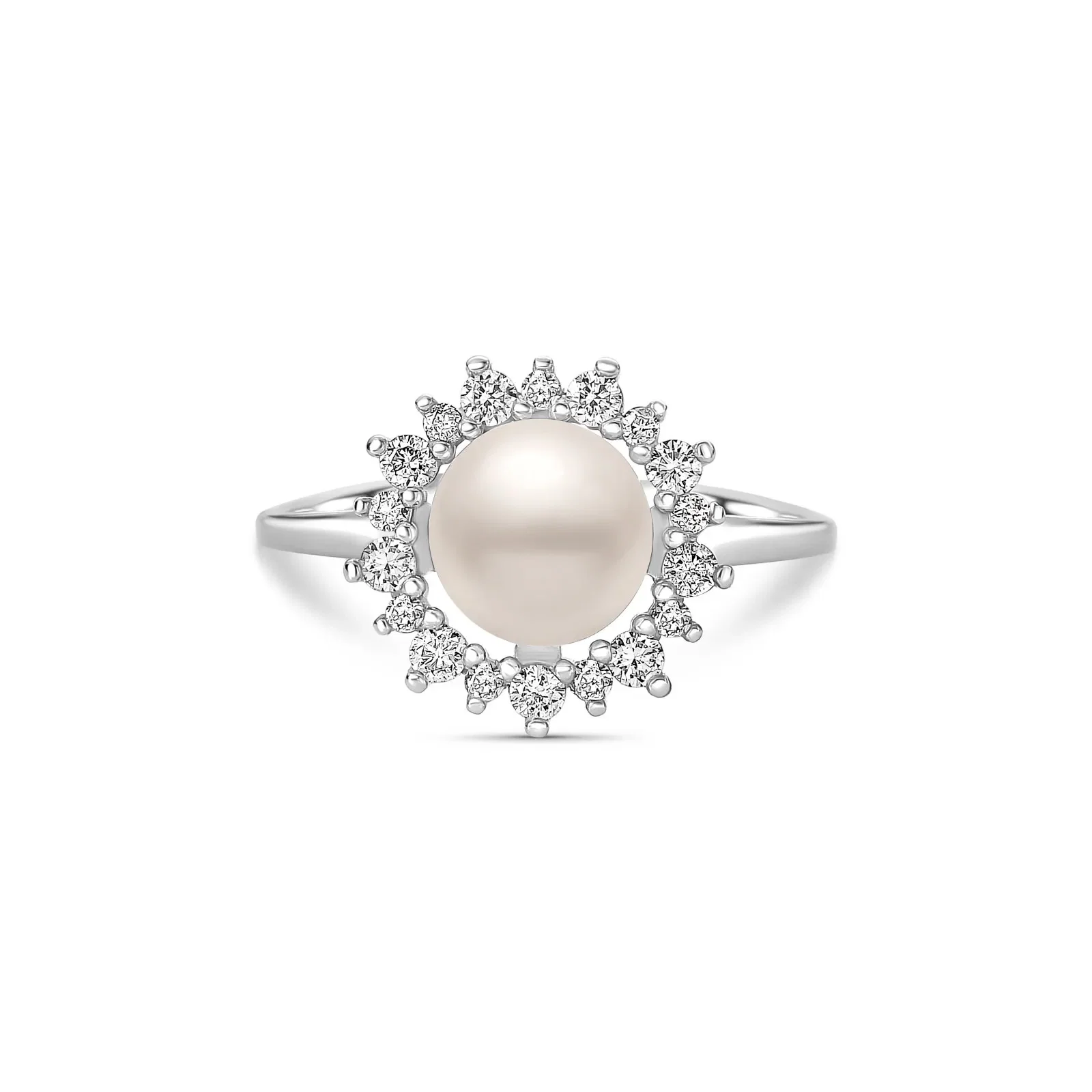 Anel Paris em Ouro Branco 18k com Pérola e Diamantes 0,2 ct — imagem 1