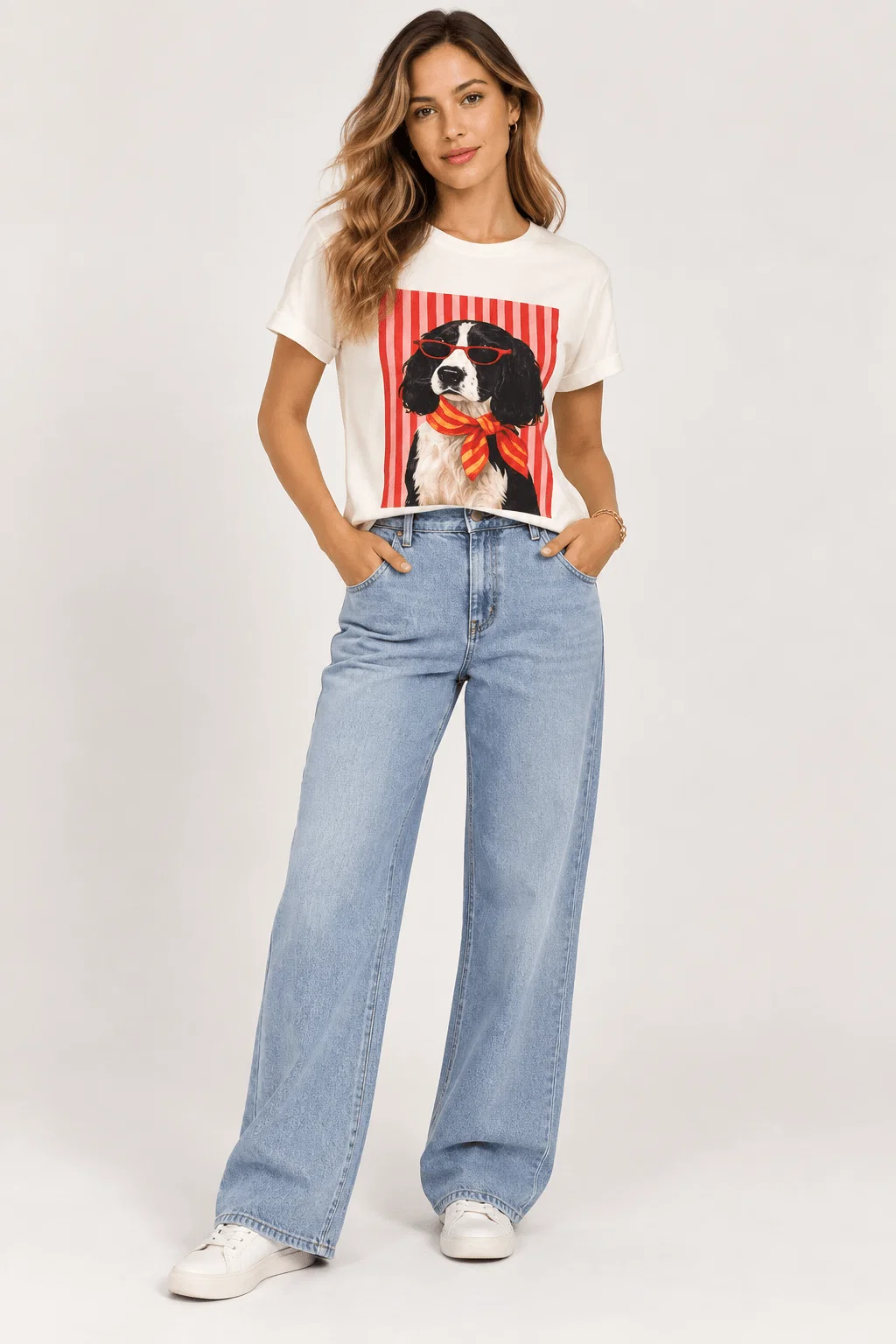 T-Shirt Silk Cocker Lenço Listras - Off White