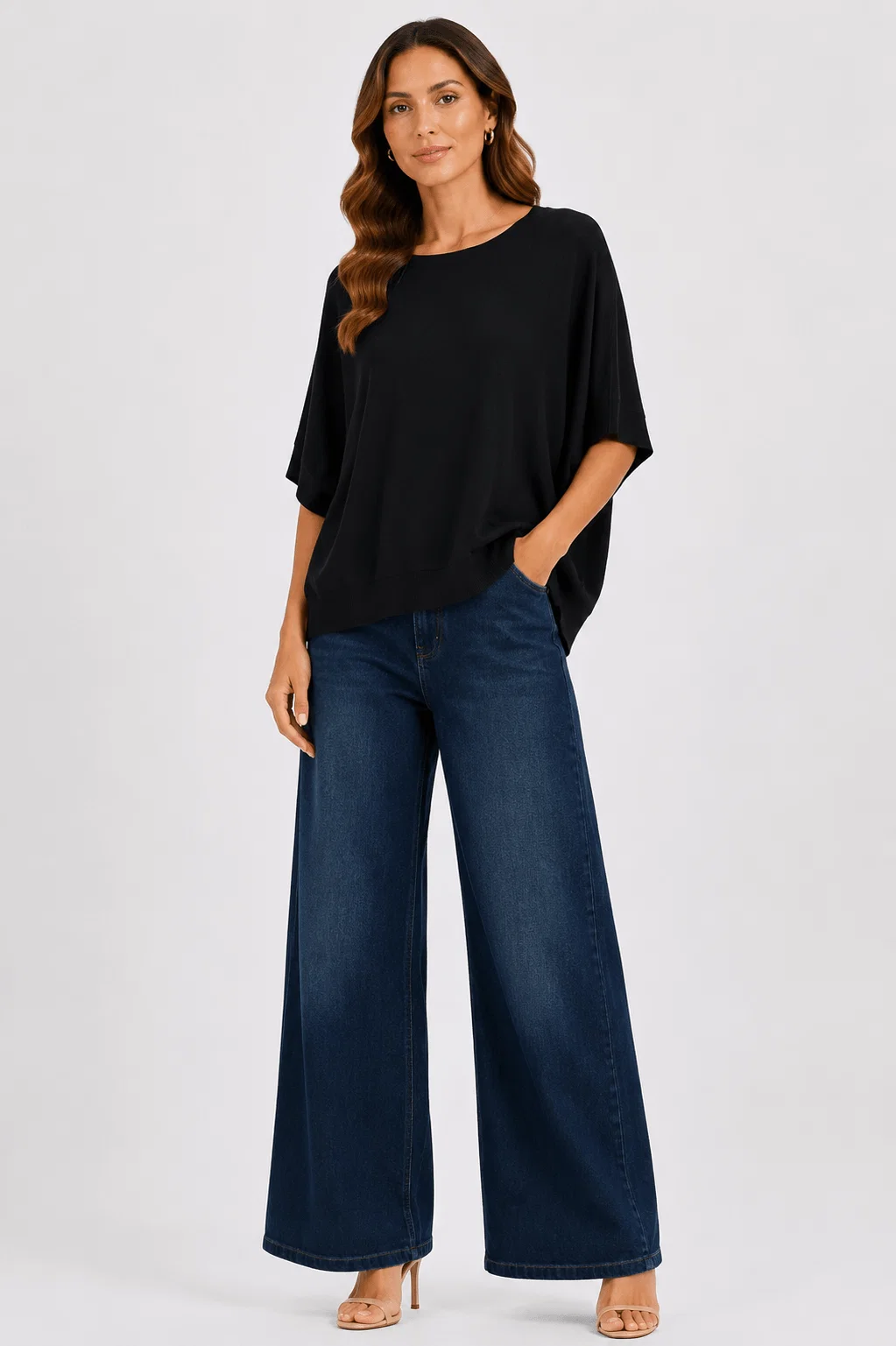 Blusa Tricot Manga 3/4 - Preto — imagem 1