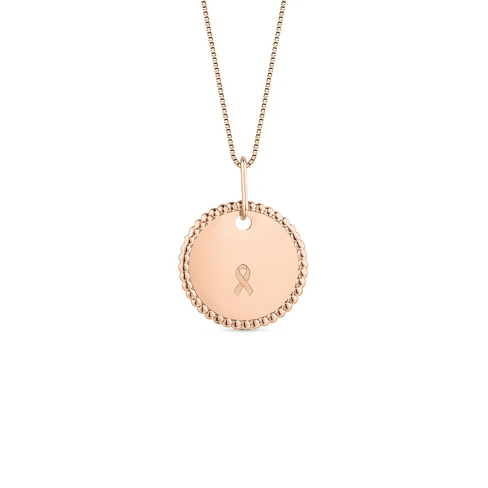 Pingente Personalizado Outubro Rosa em Ouro Rosé 18k, 19mm — imagem 1