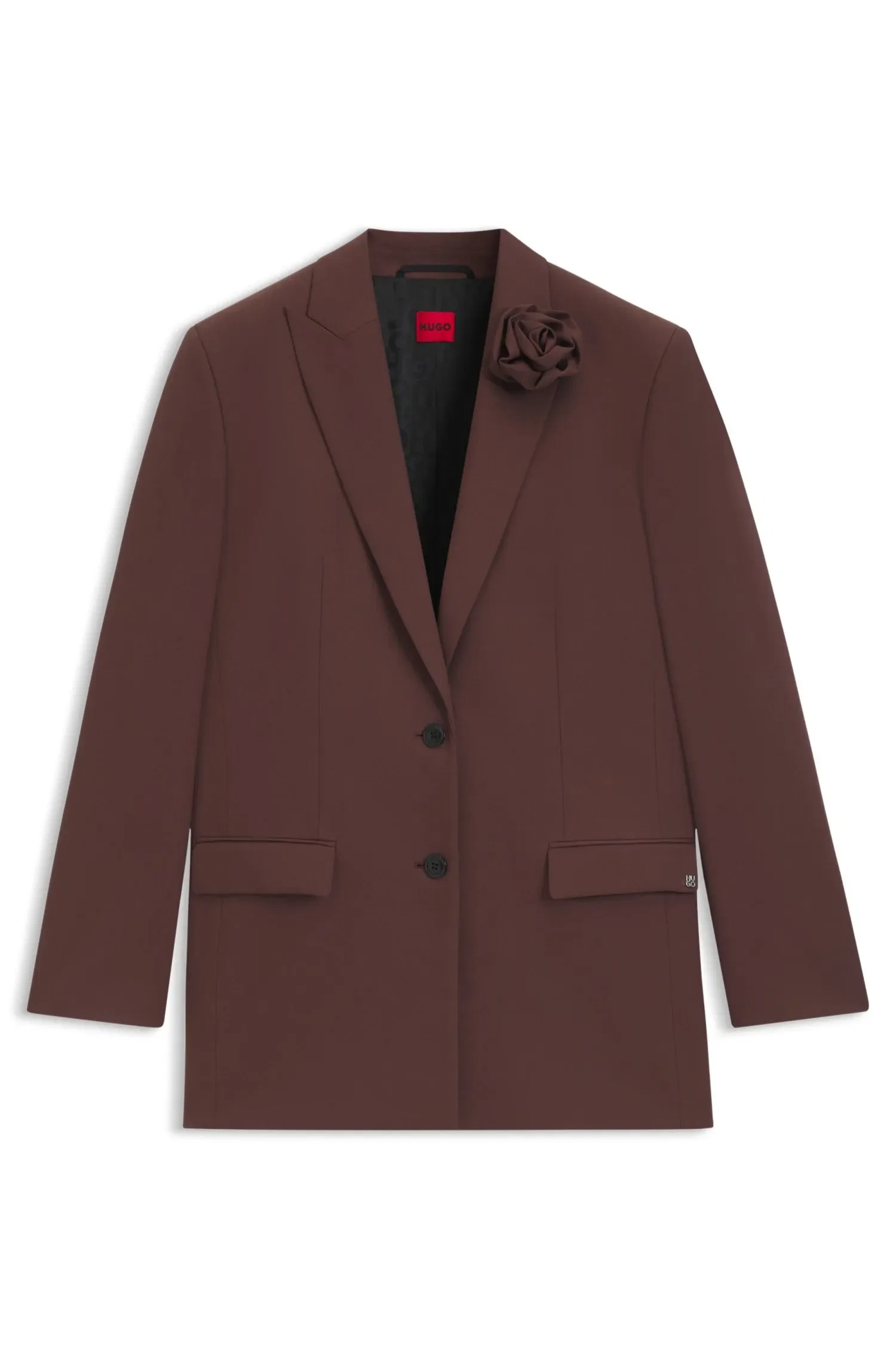 Blazer de Modelagem Relaxada Com Broche De Flor
