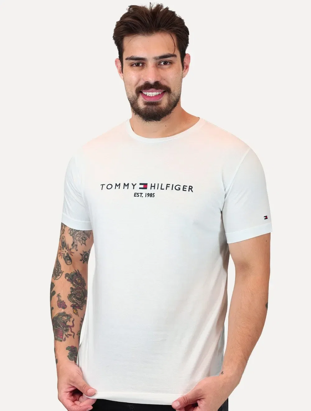 Camiseta Tommy Hilfiger Masculina Core Logo Tee Branca — imagem 1