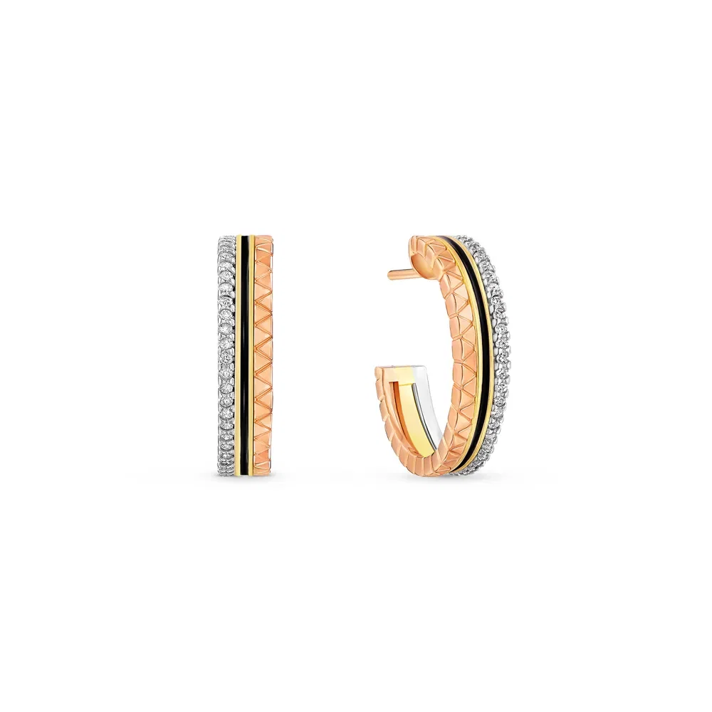 Argola Icona em Ouro Amarelo, Ouro Branco e Ouro Rosé 18k com Diamantes 0,37ct, 20mm — imagem 1