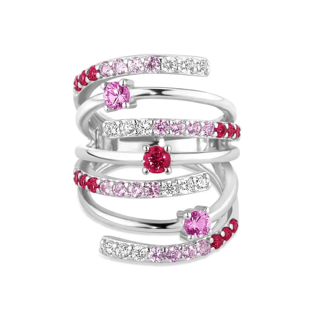 Anel Life Venus em Prata 925 com Pedras Rosas e Incolores — imagem 1