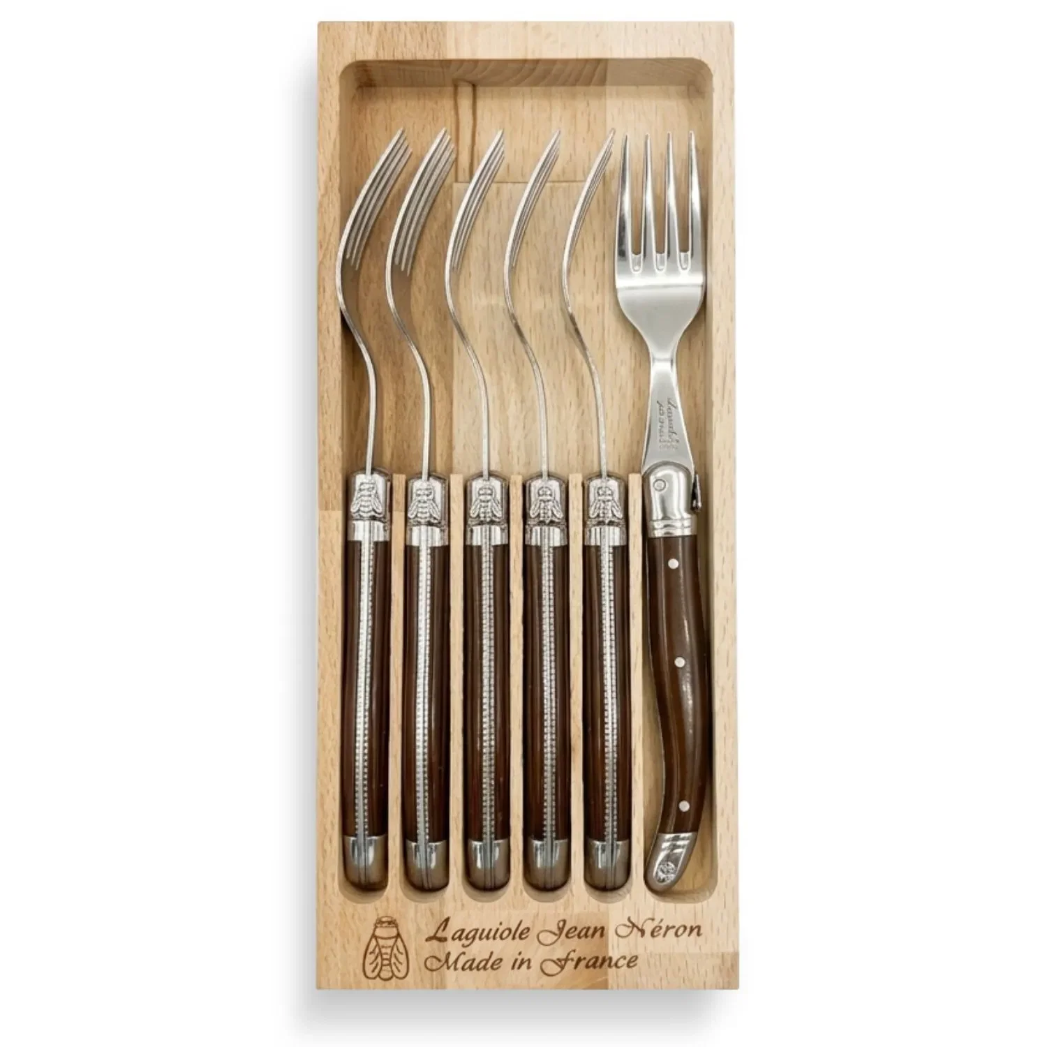 6 Garfos em Inox Marrom Jean Néron Laguiole