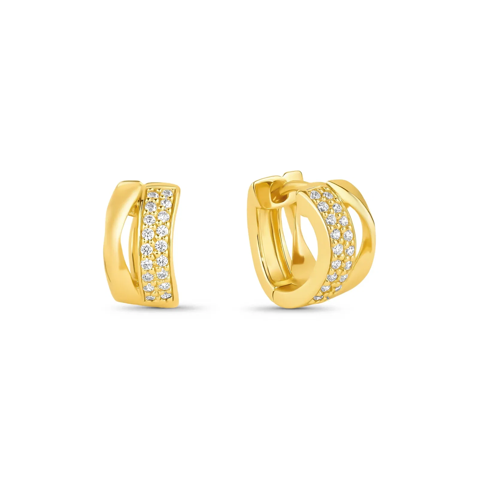 Brinco Life Maxi em Prata 925 com Banho de Ouro Amarelo 18k e Pedras Incolores — imagem 1