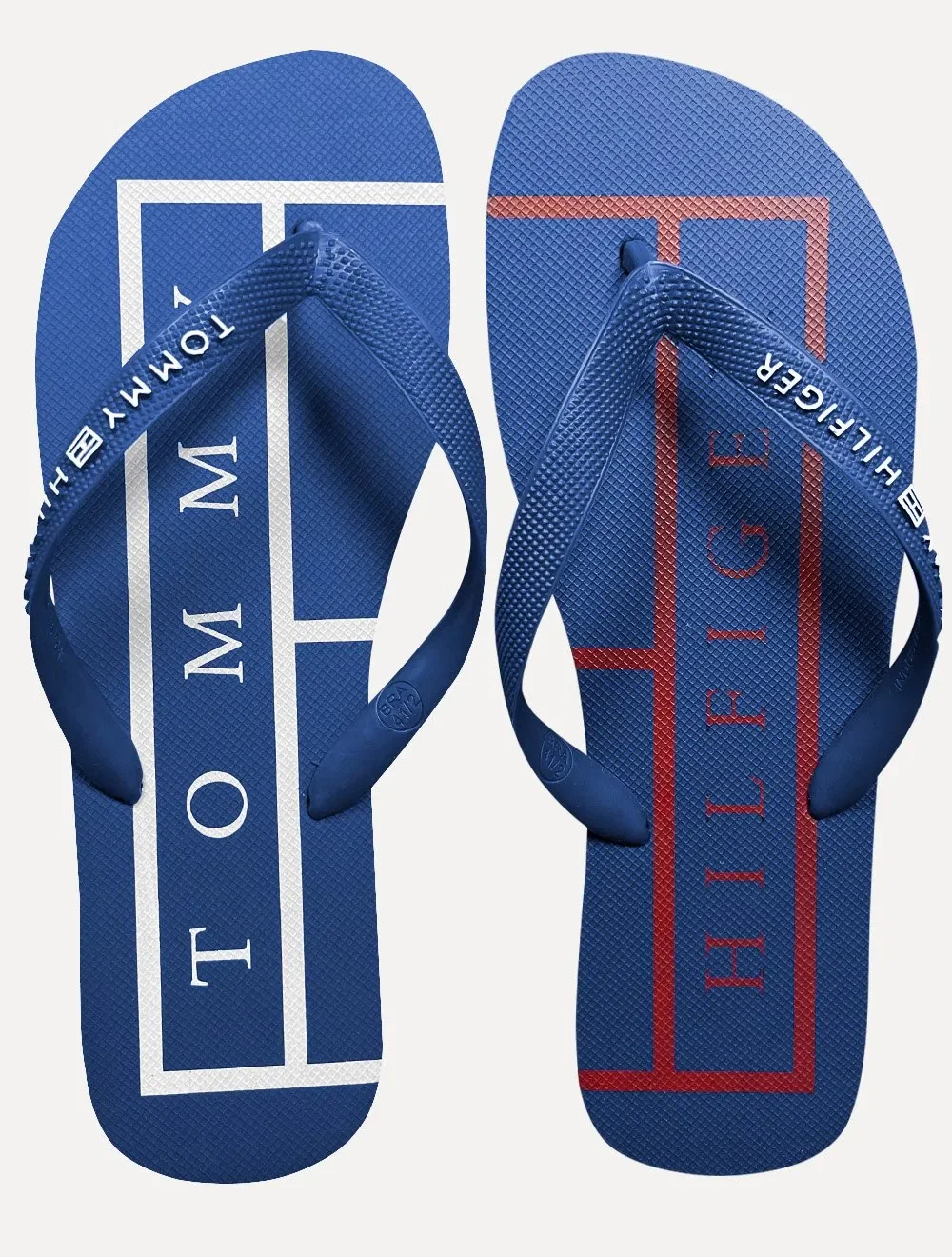 Chinelo Tommy Hilfiger Masculino Strips Rubber Beach Azul / Branco / Azul Escuro