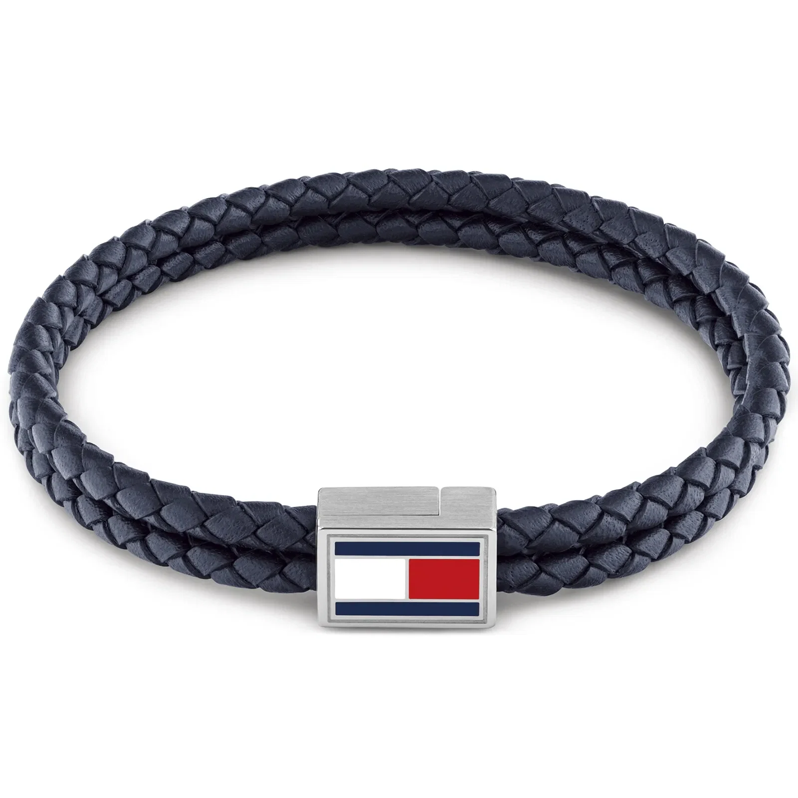Pulseira Tommy Hilfiger 3D Flag Leather em Couro Azul 2790753S