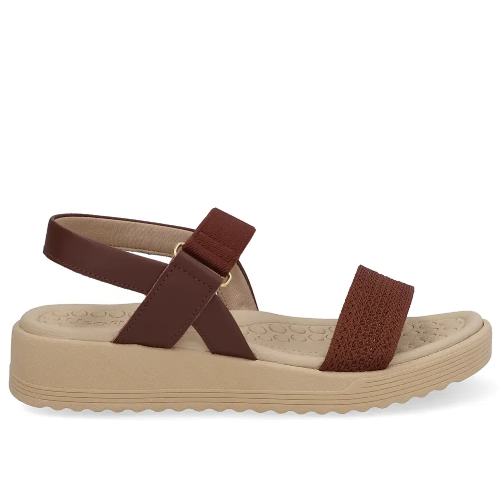 Sandália Salto Plataforma Tricot Vermelha Elástico