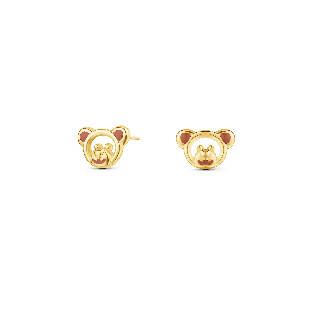 Brinco Baby Urso em Ouro Amarelo 18k com Esmalte