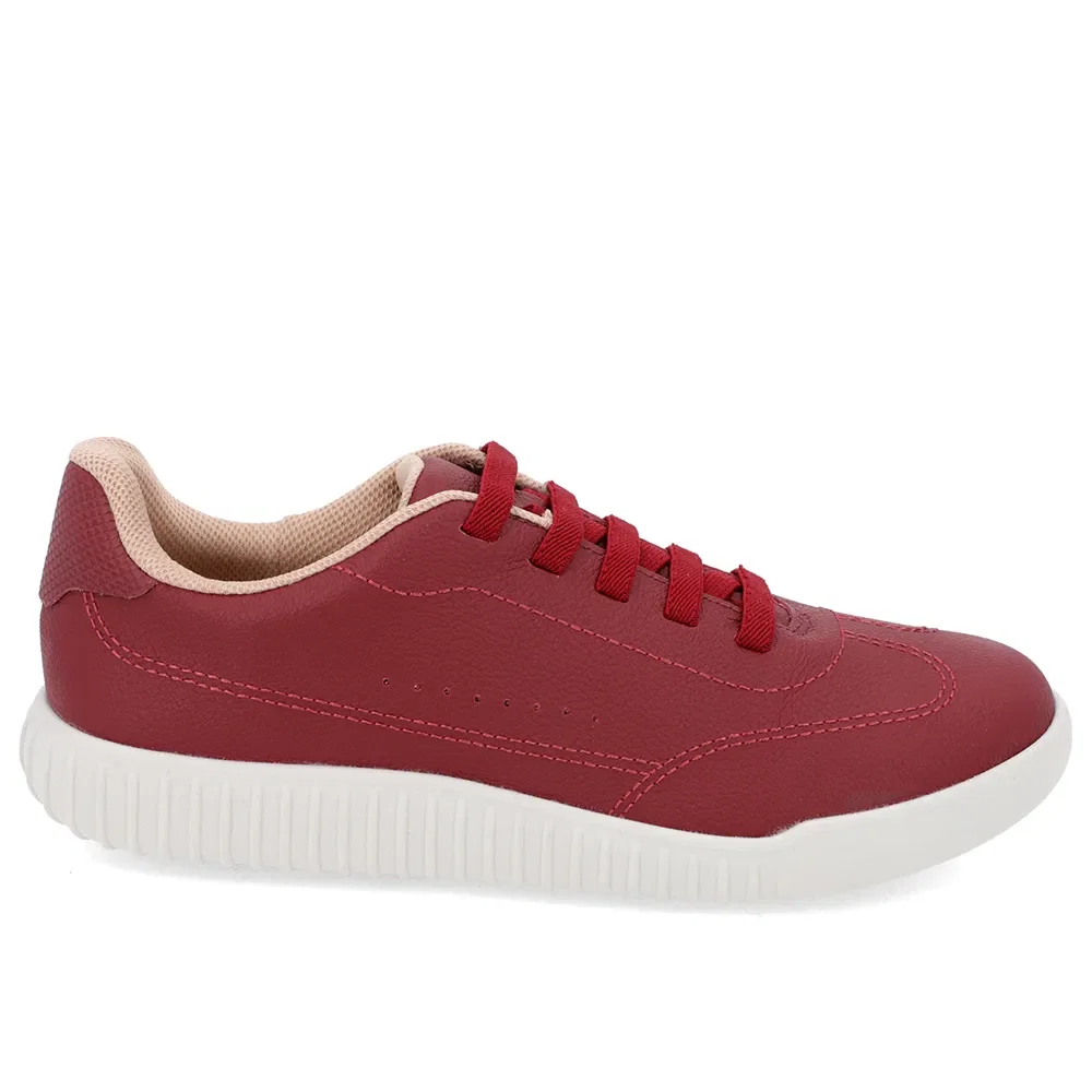 Tênis Casual Vermelho Couro Cadarço Elástico — imagem 1