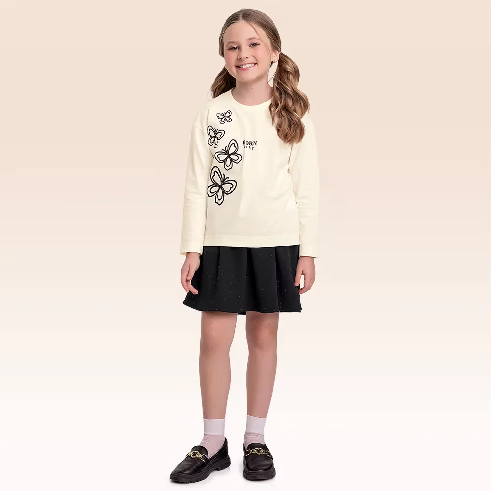 Conjunto blusa manga longa e shorts saia — imagem 1
