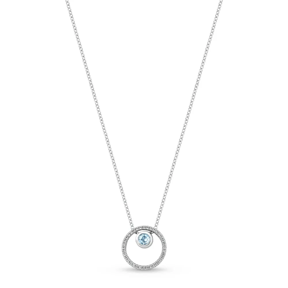 Colar Inside em Prata 925 com Topázio Azul e Topázios Incolores, 40cm — imagem 1