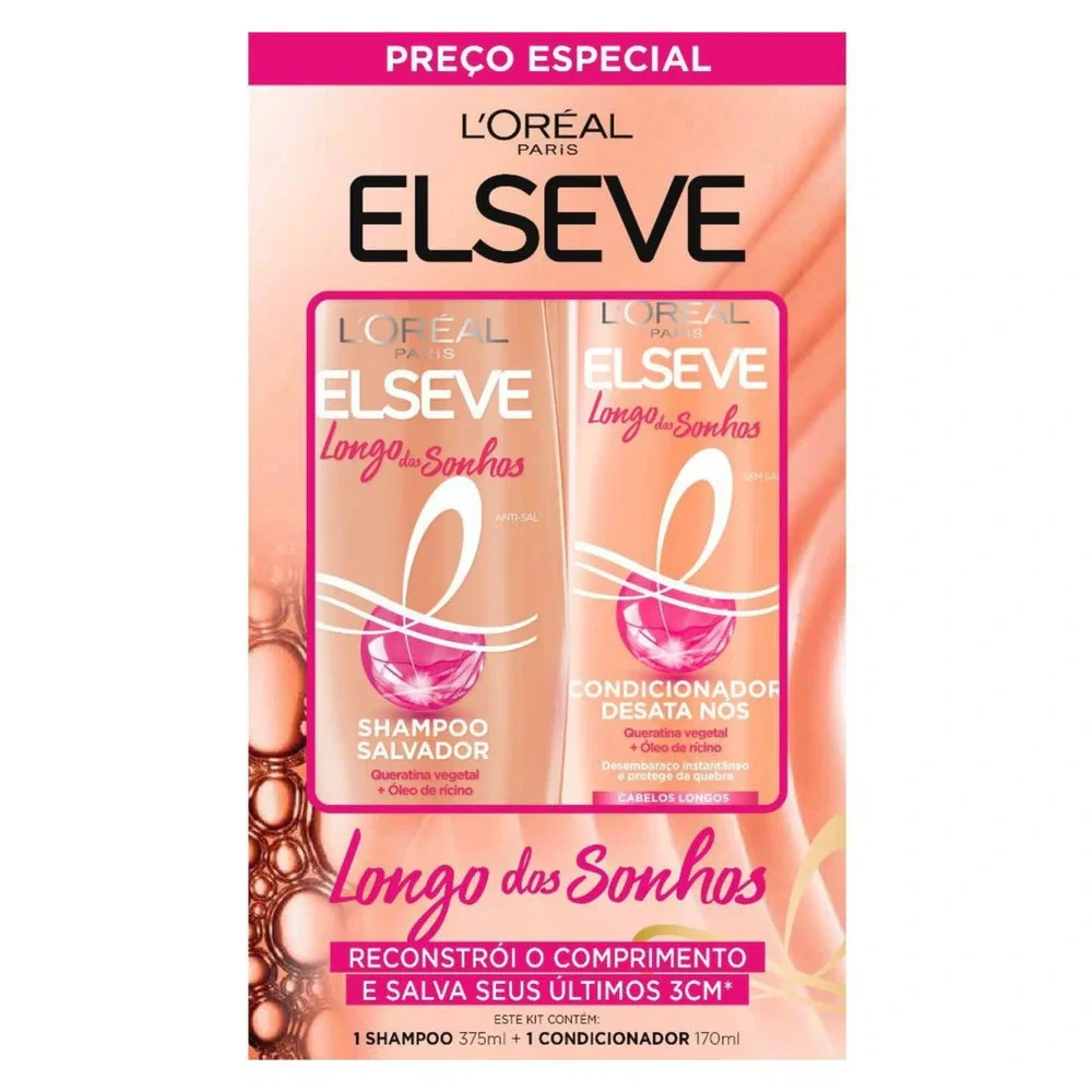 Kit Shampoo 375ml + Condicionador 170ml Elseve Longo dos Sonhos