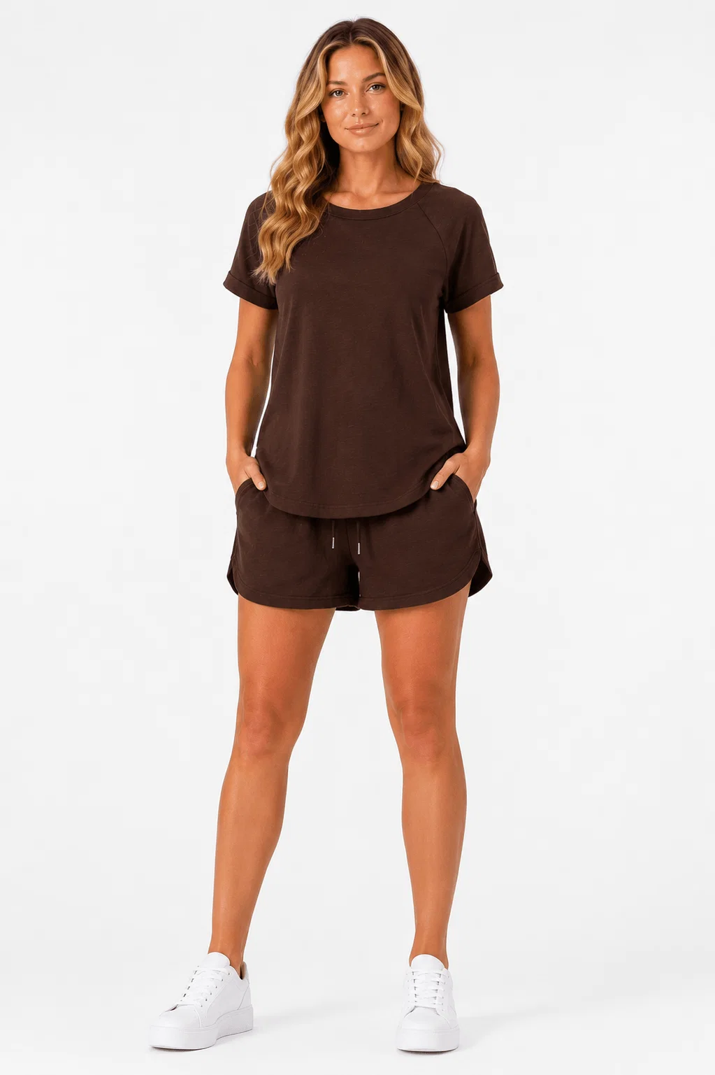 Blusa Manga Curta Recortes - Marrom
