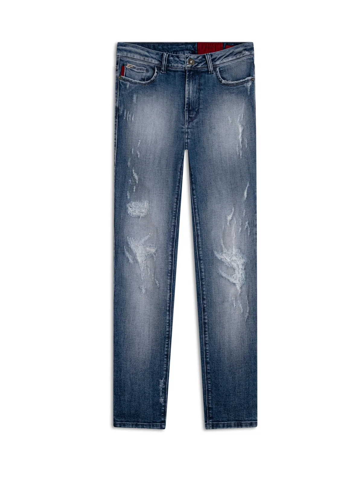 Calça High Hiper Skinny 1953.Médio C/Puídos+patch — imagem 1