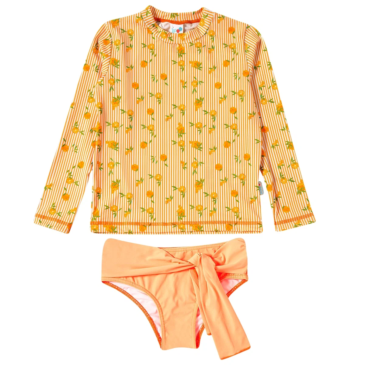 Conjunto Praia Kids Laranja Lycra Proteção Uv 50+ Tip Top