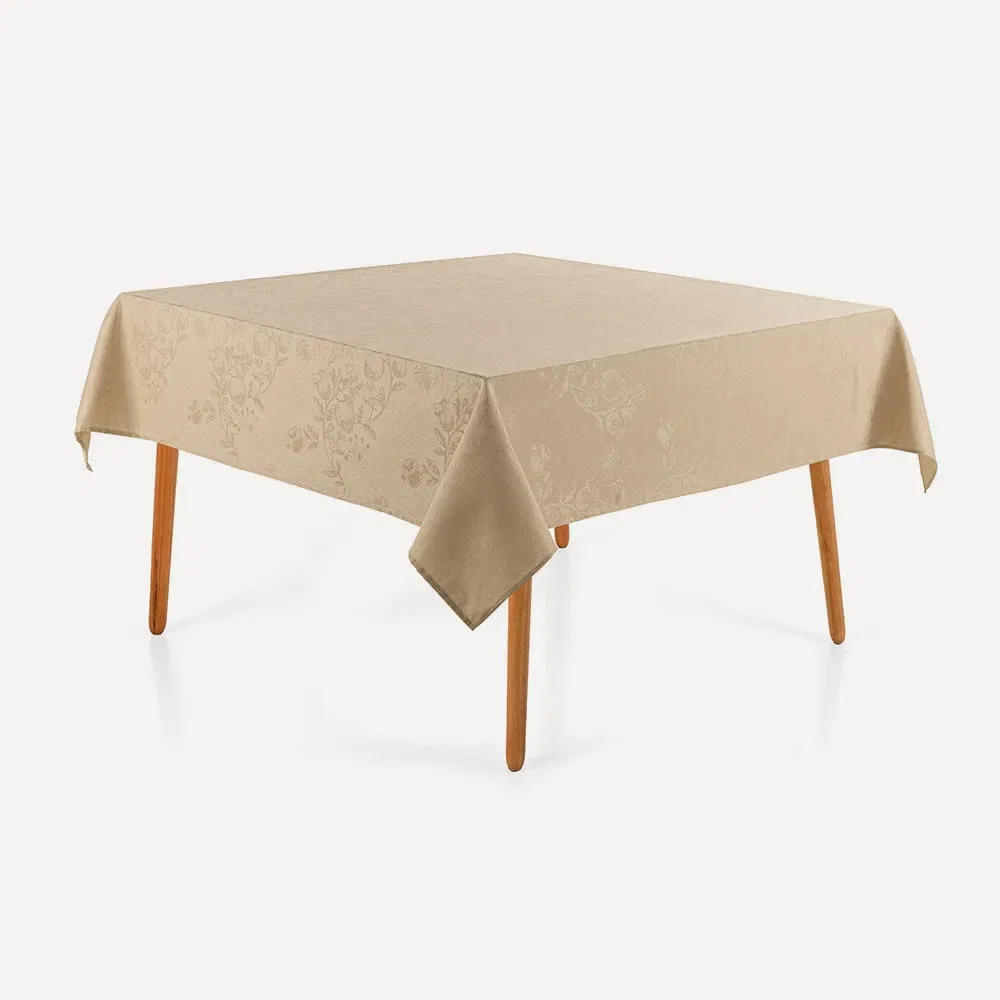 Toalha de Mesa Quadrada 8 Lugares Roman Bege