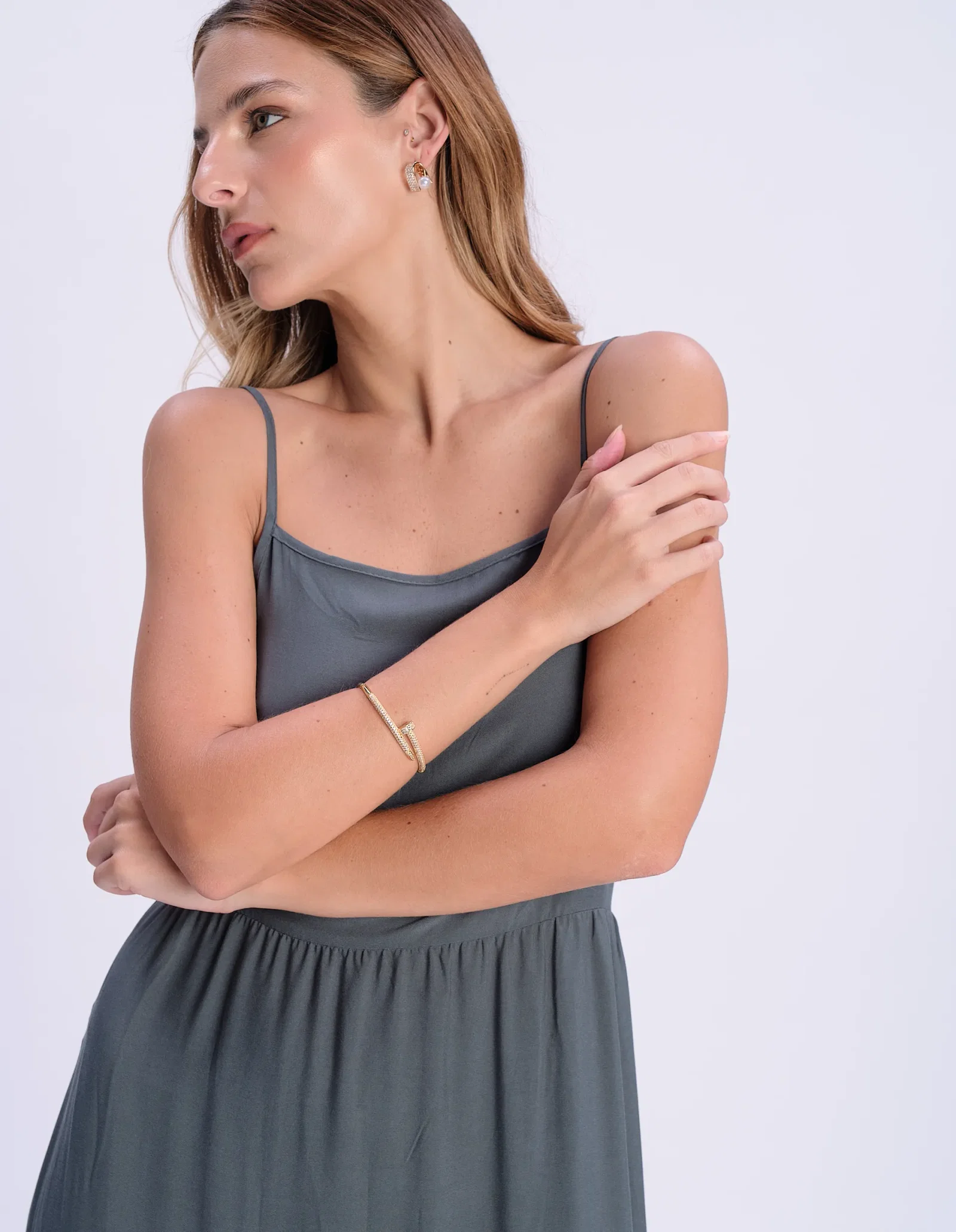 Bracelete Detalhe Strass - Dourado — imagem 1