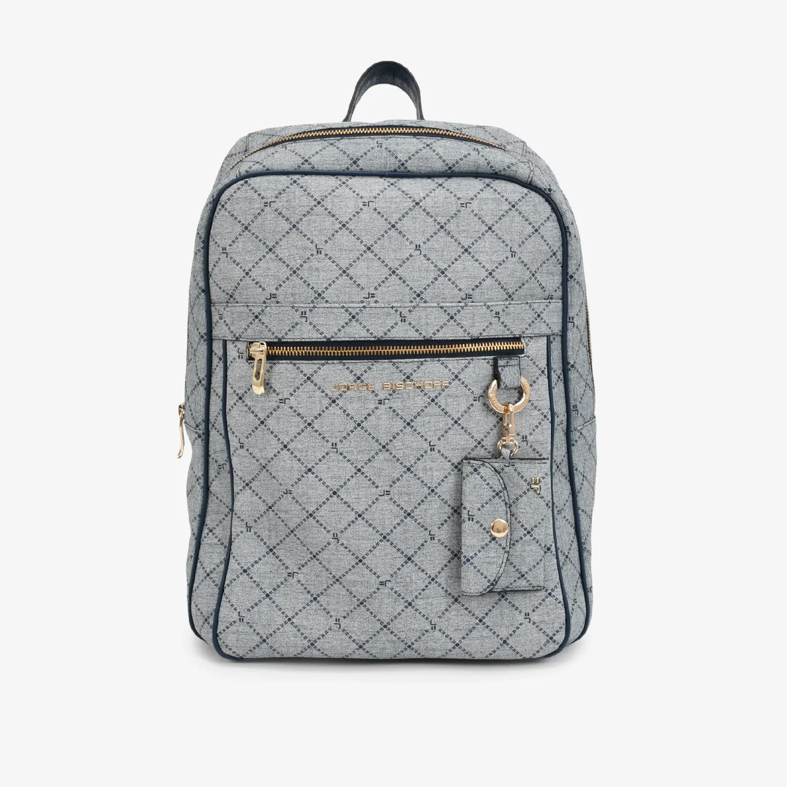 Mochila Grande Azul Jeans Monograma Jb