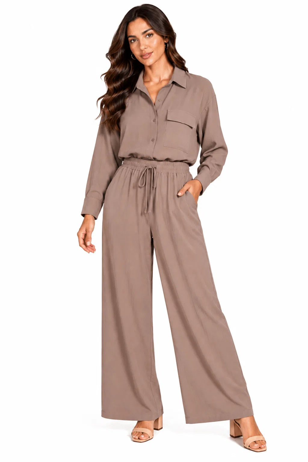 Calça Pantalona Bolsos Laterais - Rose