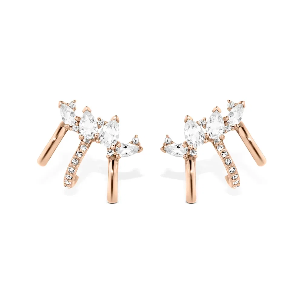 Brinco Ear Cuff Life Luna Triplo Liga Rosé Topázio Incolor — imagem 1