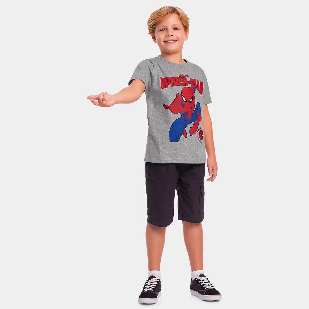 Camiseta manga curta Homem-Aranha com aplique relevo em gel