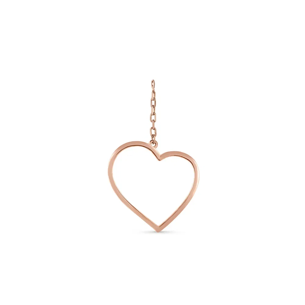Brinco Único Life Coração em Liga Rosé com Banho de Ouro Rosé — imagem 1