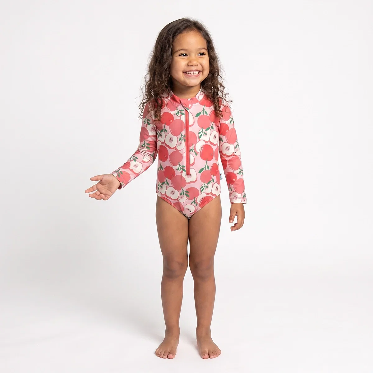 Body Praia Manga Longa Toddler Maçã Vintage Elastano Proteção Uv 50+ Tip Top