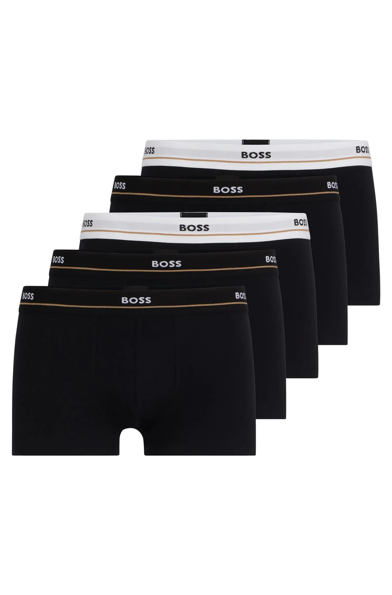 Conjunto De Cinco Boxers Em Algodão Stretch Com Cintura De Logotipo — imagem 1