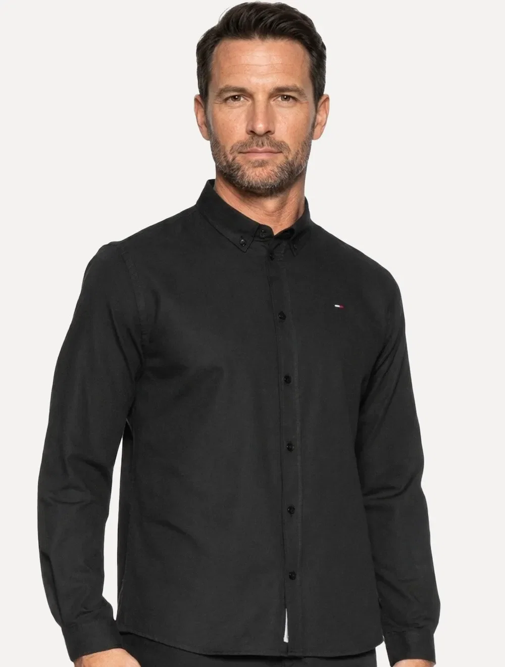 Camisa Tommy Hilfiger Masculina Oxford Regular Preta — imagem 1