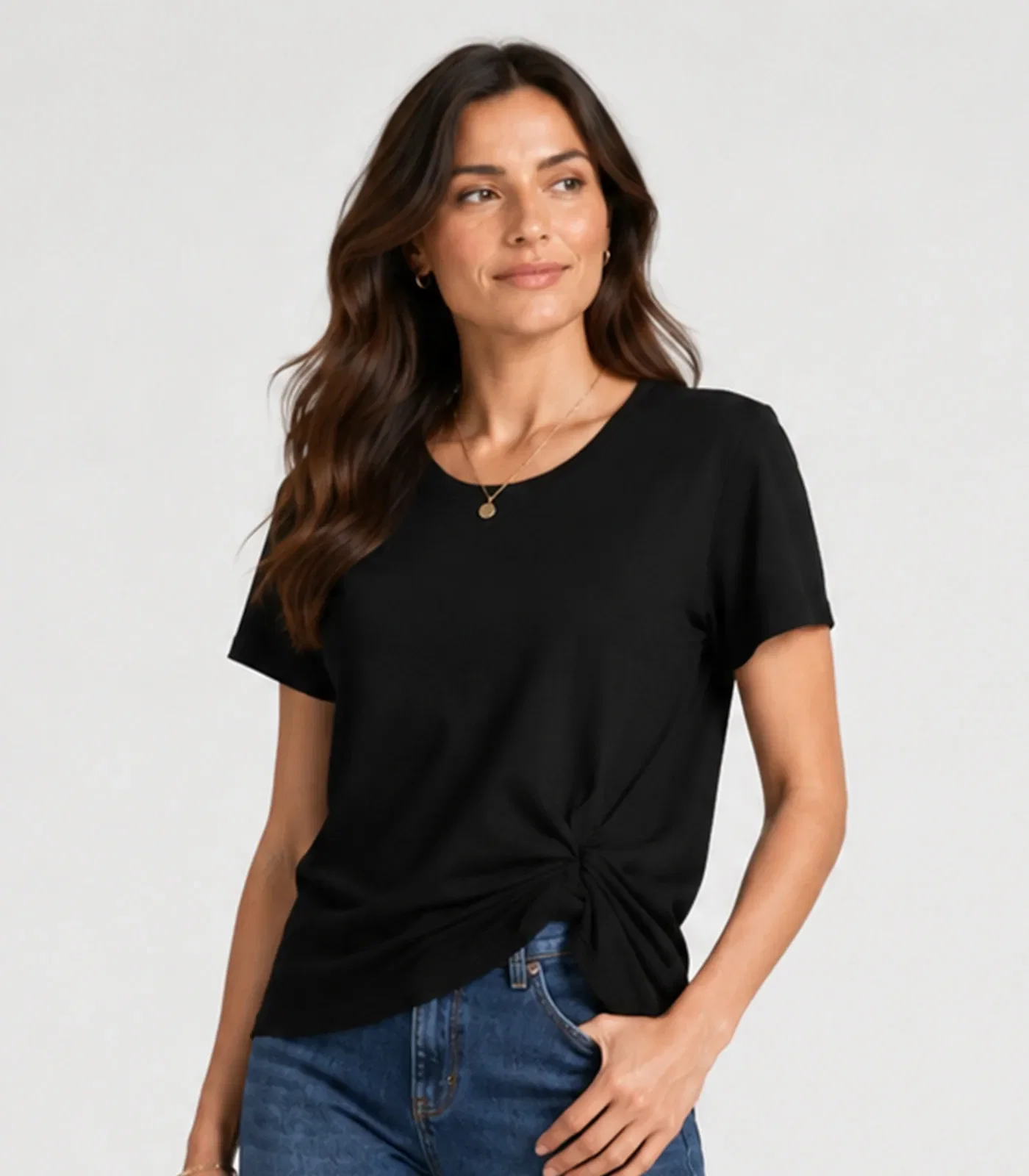 Blusa Feminina Com Nó Na Frente Infinita Cor Preto