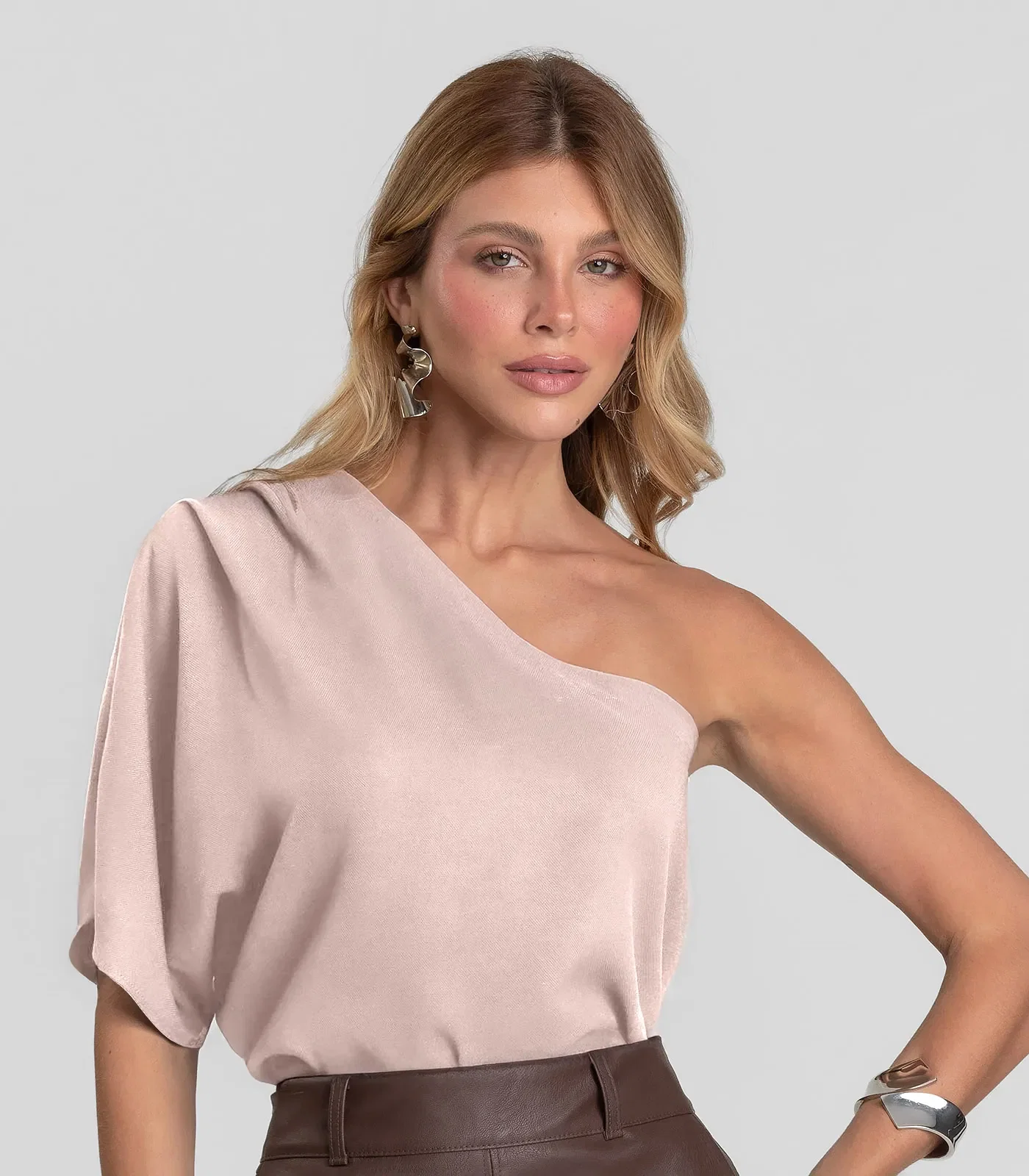 Blusa Feminina Manga Única Dianna Rosa