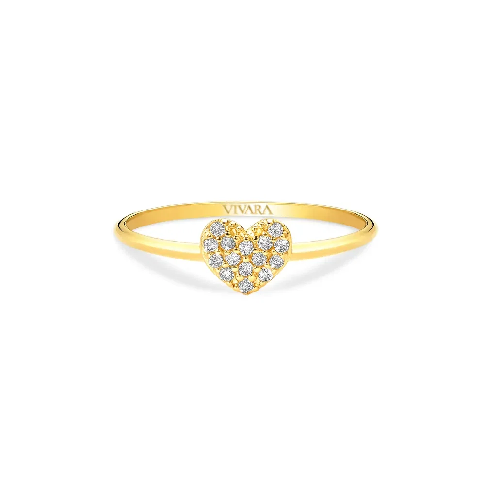 Anel Pavê Coração em Ouro Amarelo 18k com Diamantes — imagem 1