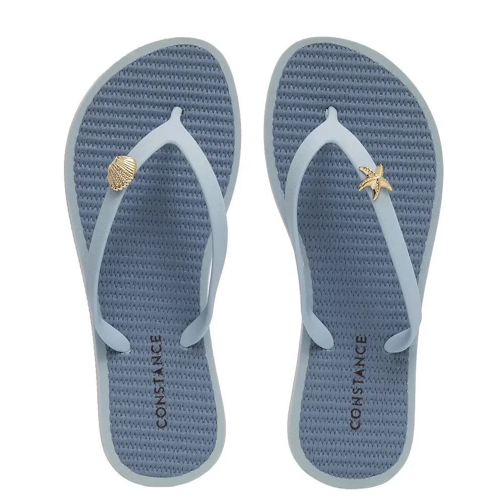Chinelo Azul Enfeite Estrela E Concha