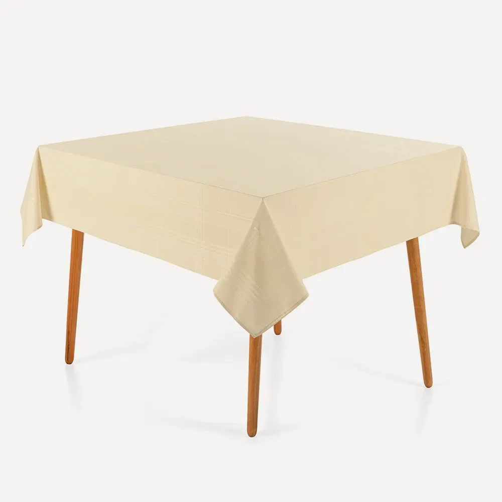 Toalha de Mesa Quadrada 8 Lugares Jacquard Fragnani Bege — imagem 1