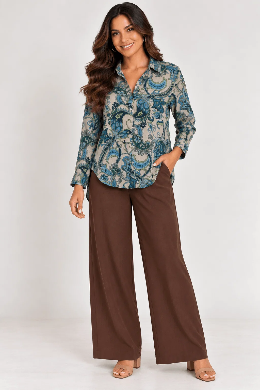 Camisa Estampada Cashmere - Azul