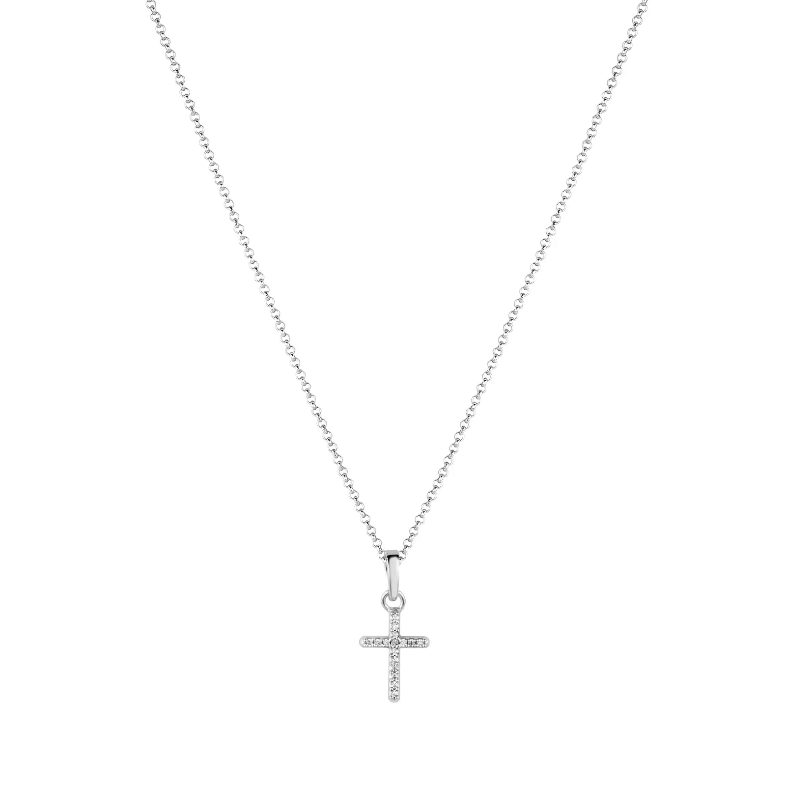 Colar Life Cruz Religião em Prata 925 com Pedras Incolores — imagem 1