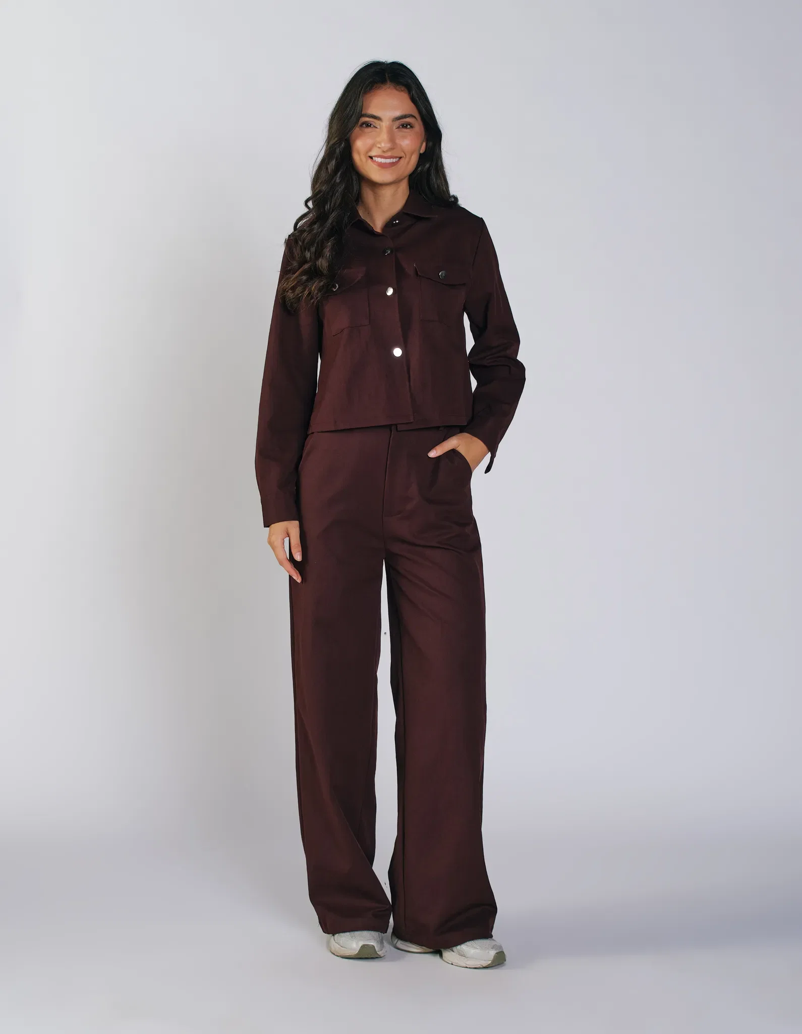 Calça Pantalona Bolsos - Vinho — imagem 1
